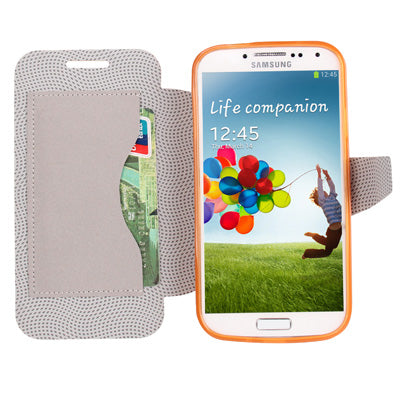 Natural Texture Horizontal Flip Leather with Credit Card Slots & Holder for Galaxy S IV / i9500