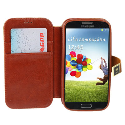 Crazy Horse Texture High Quality Leather Case with Credit Card Slots & Holder for Galaxy S IV / i9500