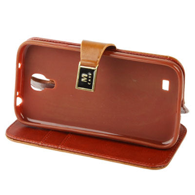 Crazy Horse Texture High Quality Leather Case with Credit Card Slots & Holder for Galaxy S IV / i9500