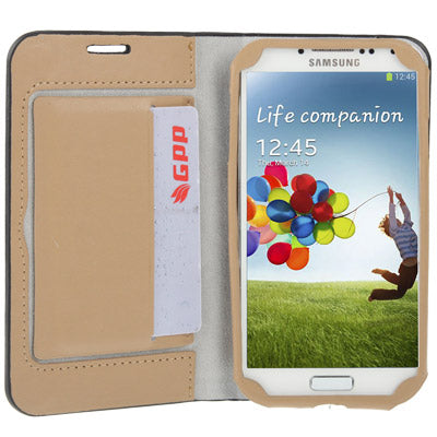 Lichi Texture High Quality Genuine Leather Case with Credit Card Slots & Holder for Galaxy S IV / i9500