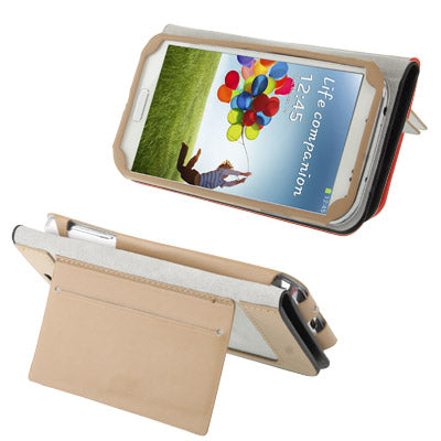 Lichi Texture High Quality Genuine Leather Case with Credit Card Slots & Holder for Galaxy S IV / i9500