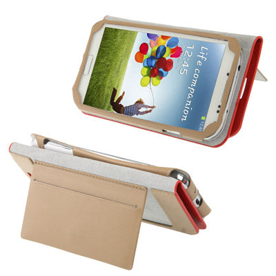 Lichi Texture High Quality Genuine Leather Case with Credit Card Slots & Holder for Galaxy S IV / i9500