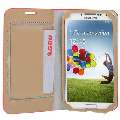 Lichi Texture High Quality Genuine Leather Case with Credit Card Slots & Holder for Galaxy S IV / i9500