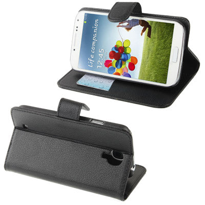 Lichi Texture Hard Leather Case with Credit Card Slots & Holder for Galaxy S IV / i9500