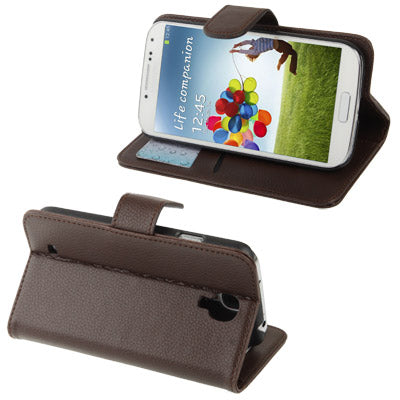 Lichi Texture Hard Leather Case with Credit Card Slots & Holder for Galaxy S IV / i9500