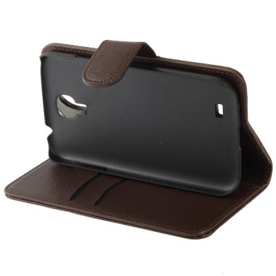 Lichi Texture Hard Leather Case with Credit Card Slots & Holder for Galaxy S IV / i9500