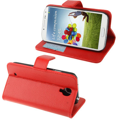 Lichi Texture Hard Leather Case with Credit Card Slots & Holder for Galaxy S IV / i9500