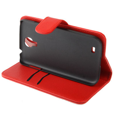Lichi Texture Hard Leather Case with Credit Card Slots & Holder for Galaxy S IV / i9500
