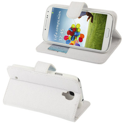 Lichi Texture Hard Leather Case with Credit Card Slots & Holder for Galaxy S IV / i9500