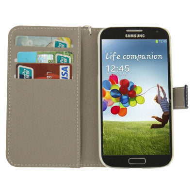 2-color Series Nature Texture Flip Leather Case with Credit Card Slot & Holder & Lanyard for Galaxy S IV / i9500
