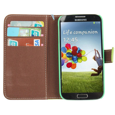 2-color Series Nature Texture Flip Leather Case with Credit Card Slot & Holder & Lanyard for Galaxy S IV / i9500