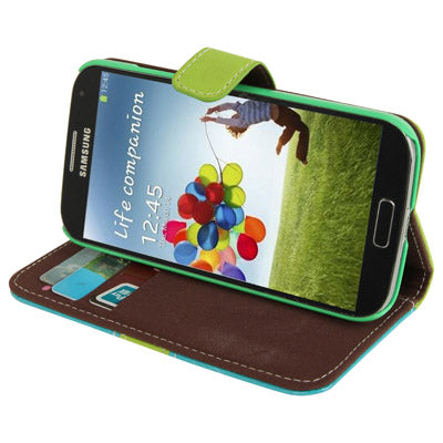 2-color Series Nature Texture Flip Leather Case with Credit Card Slot & Holder & Lanyard for Galaxy S IV / i9500