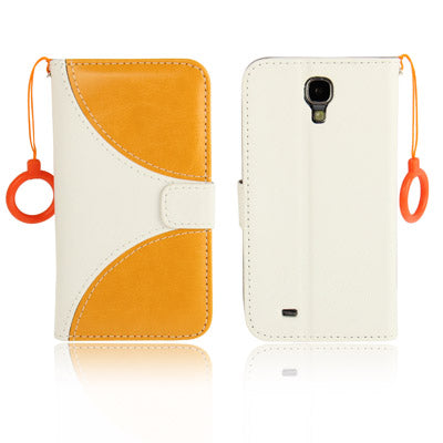 2-color Series Nature Texture Flip Leather Case with Credit Card Slot & Holder & Lanyard for Galaxy S IV / i9500