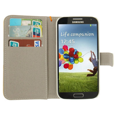 2-color Series Nature Texture Flip Leather Case with Credit Card Slot & Holder & Lanyard for Galaxy S IV / i9500