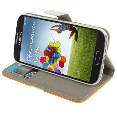 2-color Series Nature Texture Flip Leather Case with Credit Card Slot & Holder & Lanyard for Galaxy S IV / i9500