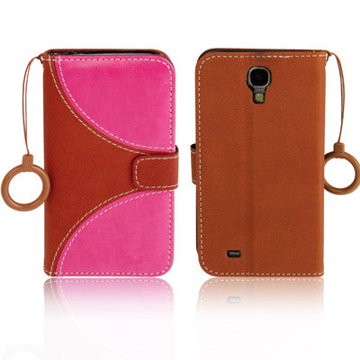 2-color Series Nature Texture Flip Leather Case with Credit Card Slot & Holder & Lanyard for Galaxy S IV / i9500