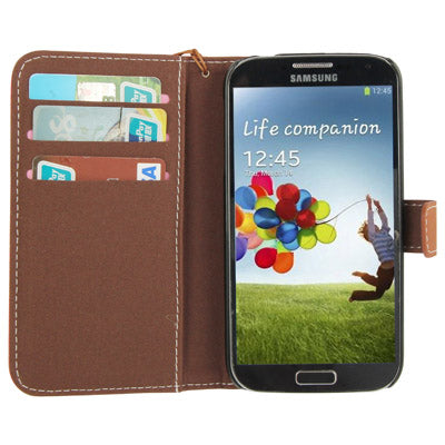 2-color Series Nature Texture Flip Leather Case with Credit Card Slot & Holder & Lanyard for Galaxy S IV / i9500