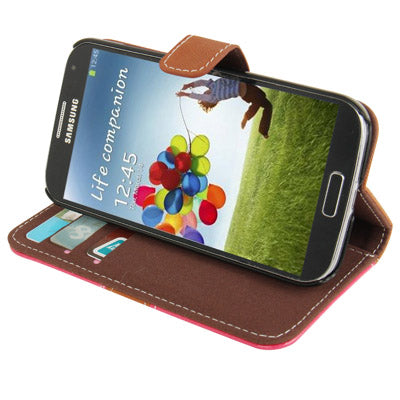 2-color Series Nature Texture Flip Leather Case with Credit Card Slot & Holder & Lanyard for Galaxy S IV / i9500