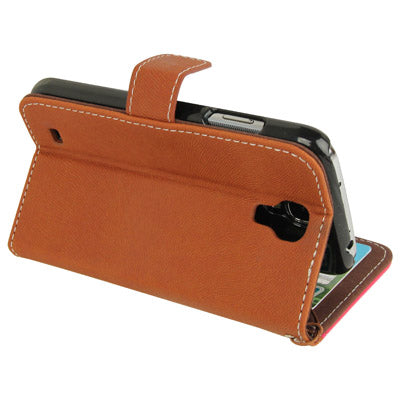 2-color Series Nature Texture Flip Leather Case with Credit Card Slot & Holder & Lanyard for Galaxy S IV / i9500