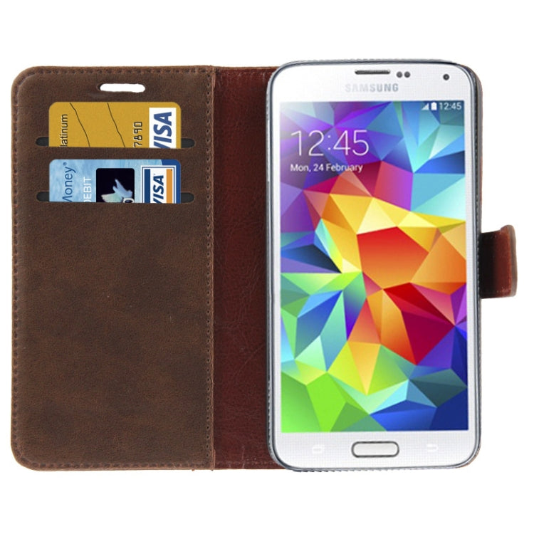 Fine Sheepskin Texture Flip Leather Case with Card Slots & Holder for Galaxy S5 / G900