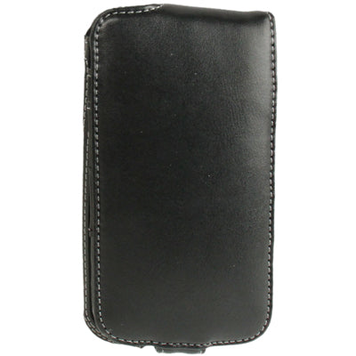 Pure Color Vertical Flip Soft Genuine Leather Case with Credit Card Slots for Galaxy S IV / i9500(Black)