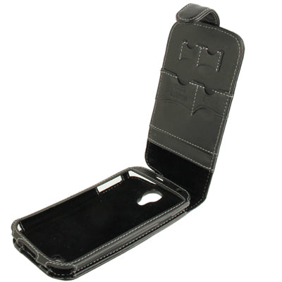 Pure Color Vertical Flip Soft Genuine Leather Case with Credit Card Slots for Galaxy S IV / i9500(Black)