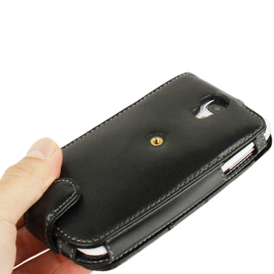 Pure Color Vertical Flip Soft Genuine Leather Case with Credit Card Slots for Galaxy S IV / i9500(Black)