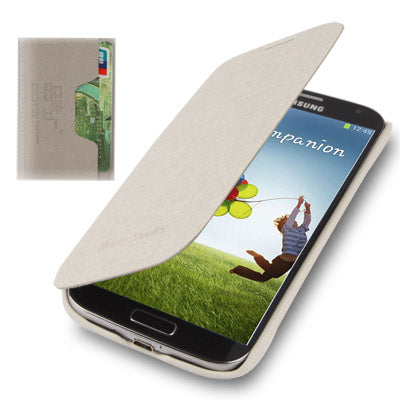 Cross Texture Horizontal Flip Leather Case with Credit Card Slot for Galaxy S IV / i9500(White)