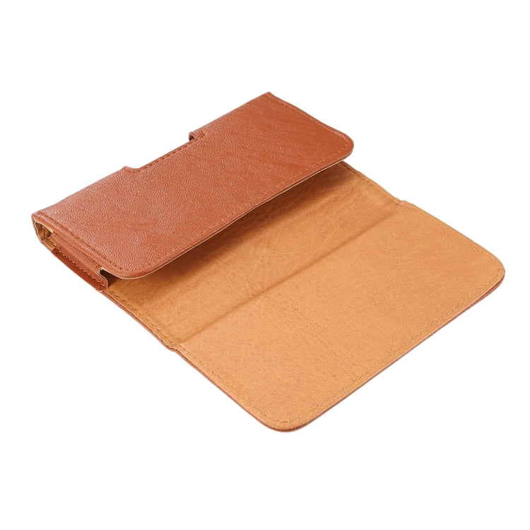 5.2 inch Bark Texture Horizontal Style Leather Waist Bag with Back Splint for Galaxy S7 / S6 Edge / S6 / S5 / Grand DUOS I9082(Brown)