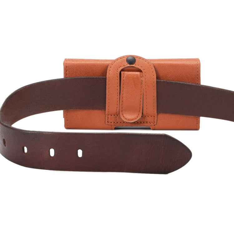 5.2 inch Bark Texture Horizontal Style Leather Waist Bag with Back Splint for Galaxy S7 / S6 Edge / S6 / S5 / Grand DUOS I9082(Brown)