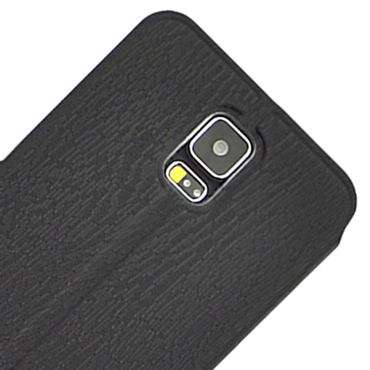 Coin Shape Magnetic Buckle Wood Texture Leather Case with Holder for Galaxy S5 / G900