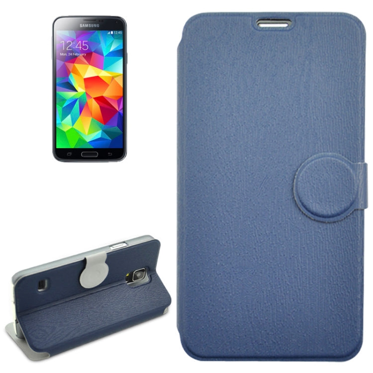 Coin Shape Magnetic Buckle Wood Texture Leather Case with Holder for Galaxy S5 / G900