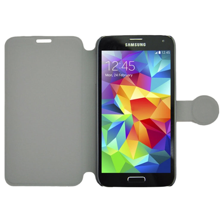Coin Shape Magnetic Buckle Wood Texture Leather Case with Holder for Galaxy S5 / G900
