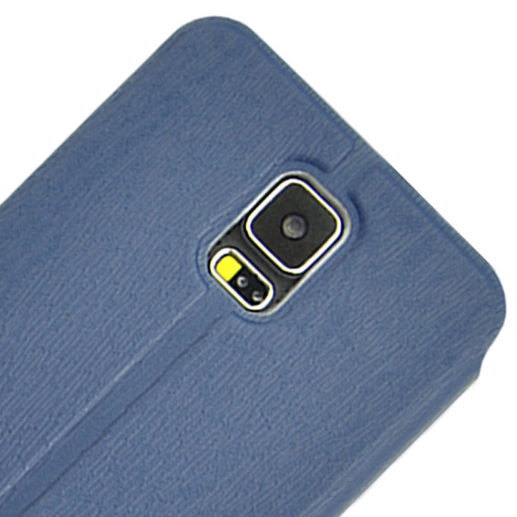 Coin Shape Magnetic Buckle Wood Texture Leather Case with Holder for Galaxy S5 / G900