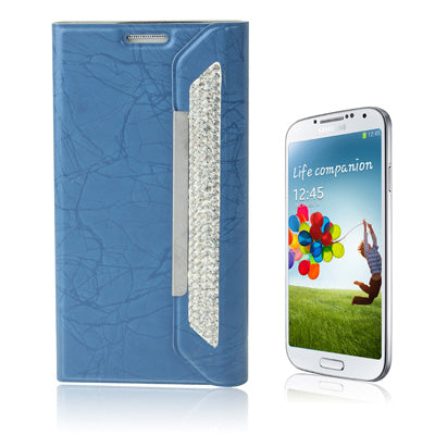 Wallet Style Diamond Encrusted Roots Texture Horizontal Flip Leather Case for Galaxy S IV / i9500