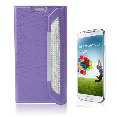 Wallet Style Diamond Encrusted Roots Texture Horizontal Flip Leather Case for Galaxy S IV / i9500
