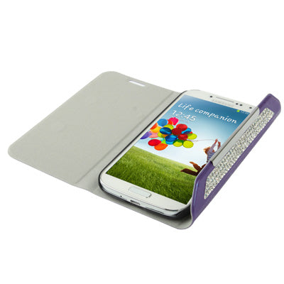 Wallet Style Diamond Encrusted Roots Texture Horizontal Flip Leather Case for Galaxy S IV / i9500