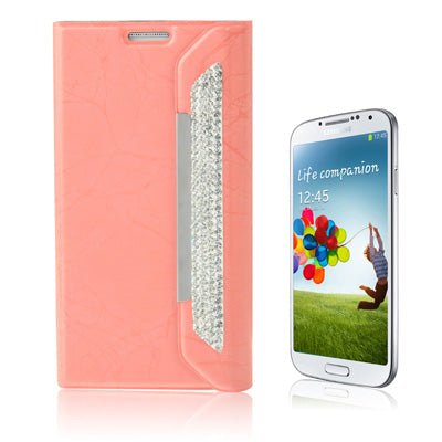 Wallet Style Diamond Encrusted Roots Texture Horizontal Flip Leather Case for Galaxy S IV / i9500