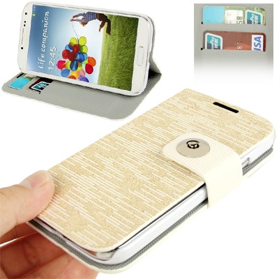 Flash Lines Button Leather Case with Credit Card Slots & Holder for Galaxy S IV / i9500
