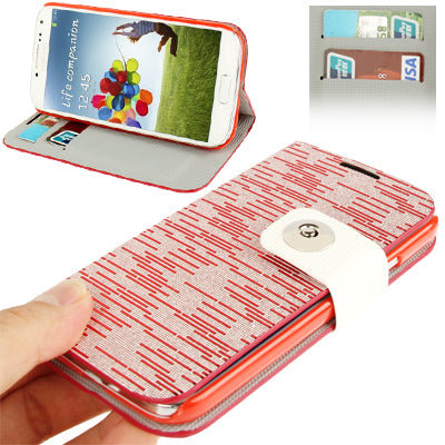 Flash Lines Button Leather Case with Credit Card Slots & Holder for Galaxy S IV / i9500