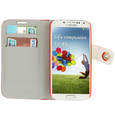 Flash Lines Button Leather Case with Credit Card Slots & Holder for Galaxy S IV / i9500