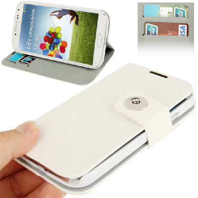 Flash Lines Button Leather Case with Credit Card Slots & Holder for Galaxy S IV / i9500