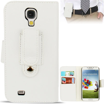 Lichi Texture Flip Leather Case Cover with Credit Card Slots & Belt Clip for Galaxy S IV / i9500