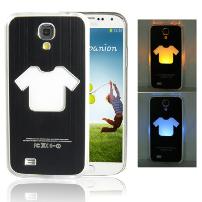 Clothes Pattern Hollow LED Changed Sense Flash Light Effect Pasting Metal Plastic Case for Galaxy S IV / i9500