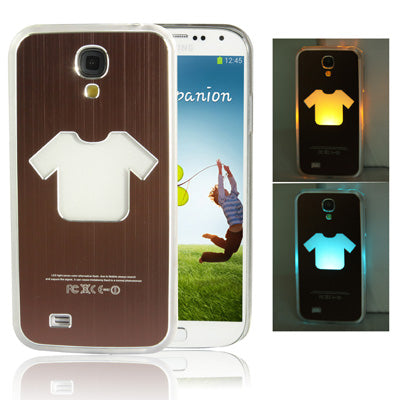 Clothes Pattern Hollow LED Changed Sense Flash Light Effect Pasting Metal Plastic Case for Galaxy S IV / i9500