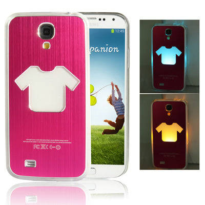 Clothes Pattern Hollow LED Changed Sense Flash Light Effect Pasting Metal Plastic Case for Galaxy S IV / i9500