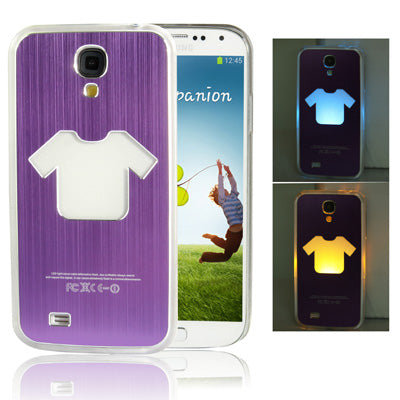 Clothes Pattern Hollow LED Changed Sense Flash Light Effect Pasting Metal Plastic Case for Galaxy S IV / i9500