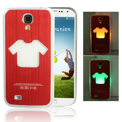 Clothes Pattern Hollow LED Changed Sense Flash Light Effect Pasting Metal Plastic Case for Galaxy S IV / i9500