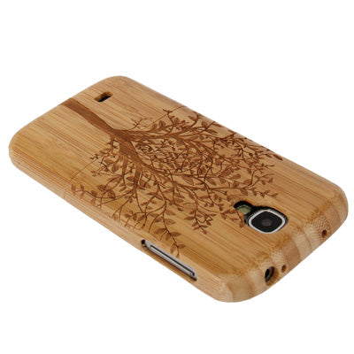 Tree Woodcarving Pattern Carbonized Bamboo Material Case for Galaxy S IV / i9500