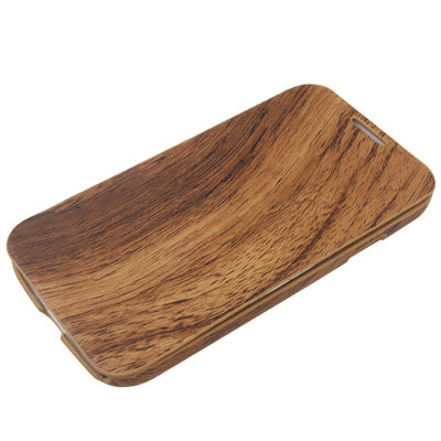 Wood Texture Horizontal Flip Leather Case with Sleep / Wake-up Function & Credit Card Slot for Galaxy S IV / i9500
